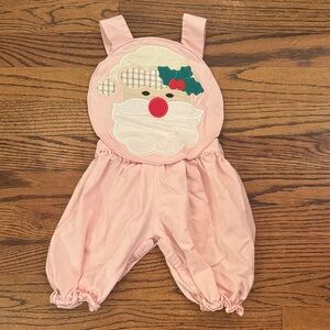 Busy Bees Smocks Pink Santa Overalls Size 12M